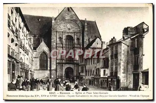 Cartes postales Rennes Eglise et Place Saint Germain