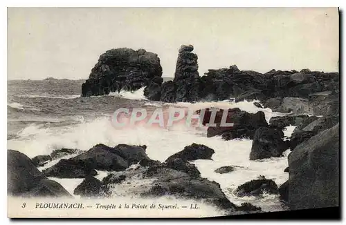 Cartes postales Ploumanach Tempete a la pointe de Squevel