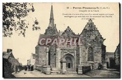 Cartes postales Perros Ploumanach C du N chapelle de la Clarte construite a la suite d'un voeu d'un amiral angla