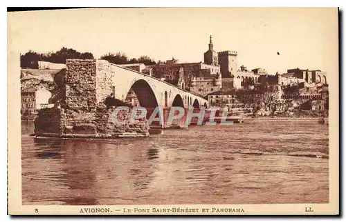 Cartes postales Avignon le pont Saint Benezet et panorama