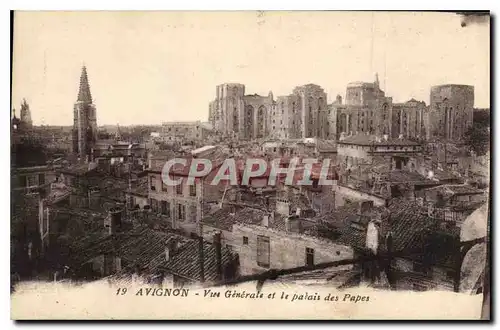 Cartes postales Avignon vue generale et le Palais des Papes