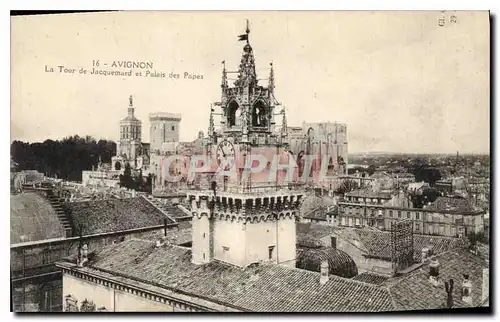 Cartes postales Avignon la Tour de Jacquemard et palais des Papes