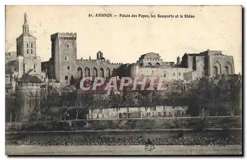 Ansichtskarte AK Avignon Palais des Papes les Remparts et le Rhone