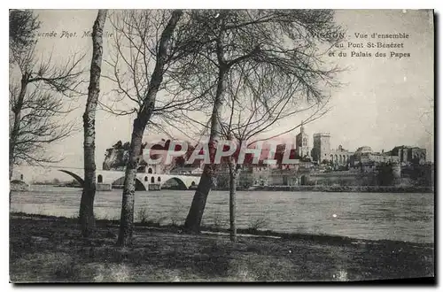 Ansichtskarte AK Avignon Vue d'Ensemble du Pont St Benezet et du Palais des Papes