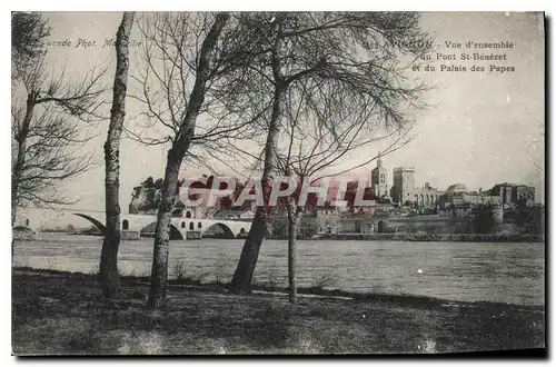 Cartes postales Avignon Vue d'Ensemble du Pont St Benezet et du Palais des Papes