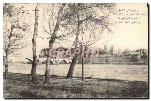 Ansichtskarte AK Avignon Vue d'Ensemble du Pont St Benezet et du Palais des Papes