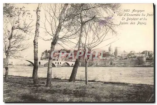 Cartes postales Avignon Vue d'Ensemble du Pont St Benezet et du Palais des Papes