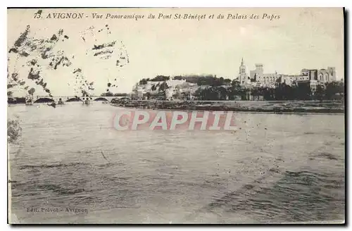 Cartes postales Avignon Vue panoramique du Pont St Benezet et du Palais des Papes