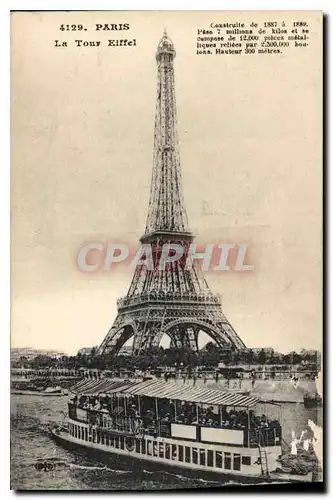 Cartes postales Paris La Tour Eiffel Bateau Peniche