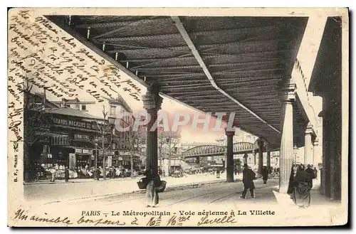 Cartes postales Paris Le Metropolitain Voie aerienne a la Villette Metro