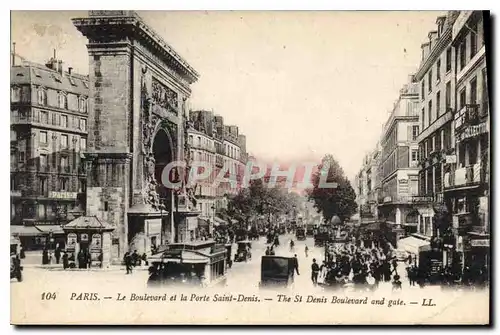 Cartes postales Paris le Boulevard et la Porte Saint Denis