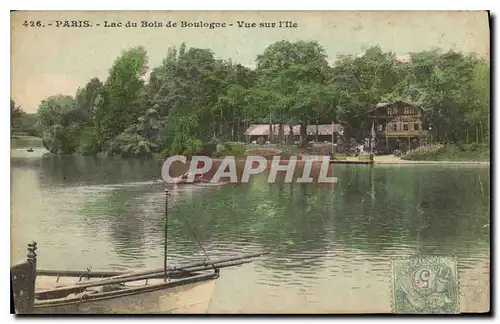 Cartes postales Paris Lac du Bois de Boulogne Vue sur L'Ile