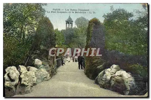 Ansichtskarte AK Paris Les Buttes Chaumont Le Pont Suspendu et le Belvedere