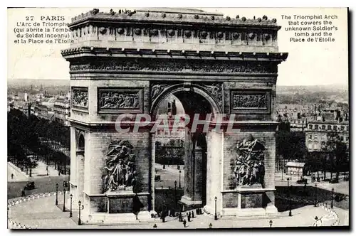 Ansichtskarte AK Paris L'Arc de Triomphe qui abrite la Tombeax du Soldat inconnu et la Place de l'Etoile