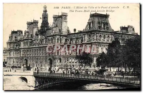 Cartes postales Paris l'Hotel de Ville et le Pont d'Arcole