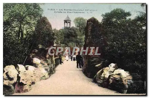 Ansichtskarte AK Paris Les Buttes Chaumont Artistique Entree du Pont Suspendu