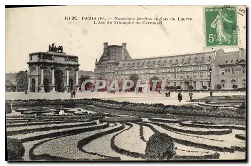 Cartes postales Paris Nouveaux Jardins anglais du Louvre L'Arc de Triomphe du Carrousel