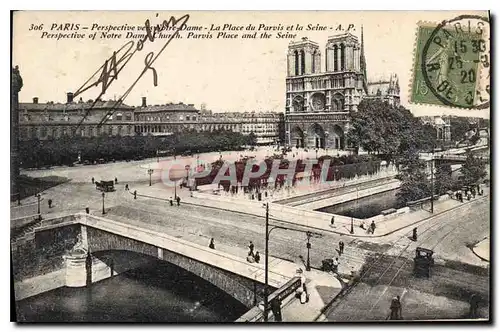 Ansichtskarte AK Paris Perspective vers Notre Dame La Place du Parvis et la Seine