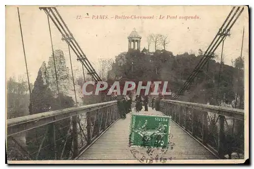 Cartes postales Paris Buttes Chaumont Le Pont suspendu