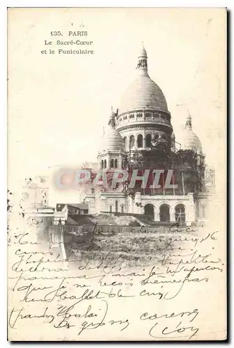 Cartes postales Paris le Sacre Coeur et le Funiculaire