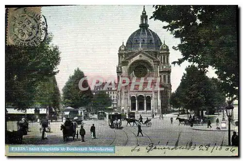 Cartes postales Paris Saint Augustin et Boulevard Malesherbes