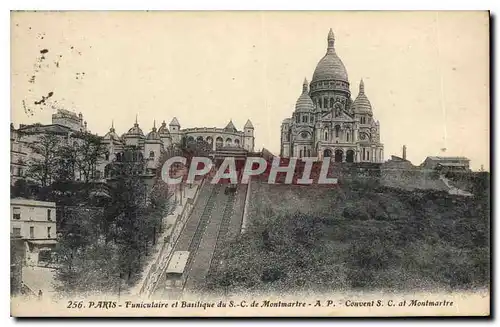 Cartes postales Paris Funiculaire et Basilique du S C de Montmartre