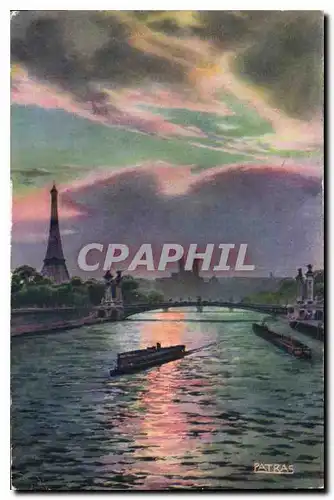 Cartes postales Les Jolis Coins de Paris Un Coucher de soleil sur la Seine Tour Eiffel