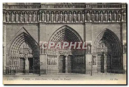 Cartes postales Paris Notre Dame Facade les Portails