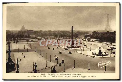 Cartes postales Paris Place de la Concorde Au milieu de la Place l'Obelisque de Louqsor apporte d'Egypte en 1836