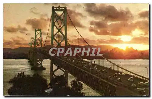 Moderne Karte San Francisco Oakland Bay Bridge at Sunset