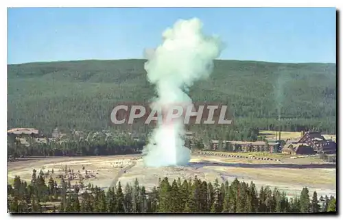 Moderne Karte Old faithful Geyser from Observation Point Yellow stone National Park