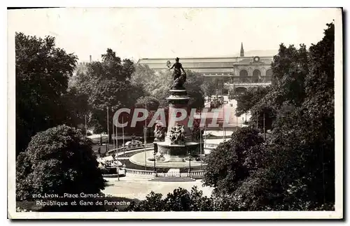 Moderne Karte Lyon Place Carnot Monument de la Republique et Gare de Perrache