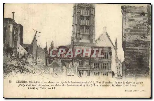 Cartes postales Guerre 1914 1915 Arras Apres le bombardment Militaria