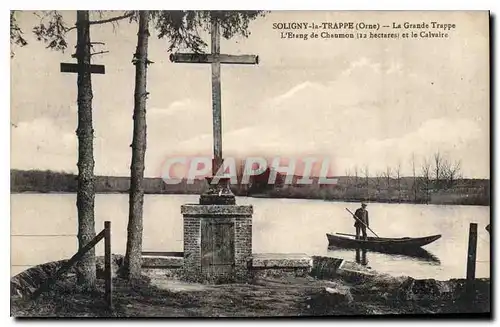 Ansichtskarte AK Soligny la Trappe La Grande Trappe l'Etang de Chaumon et le Calvaire