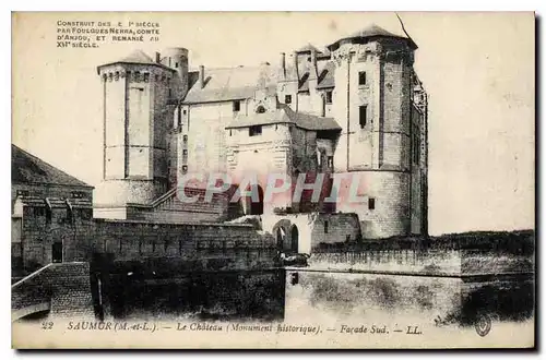 Cartes postales Saumer M et L Le Chateau Monument historique Facade Sud