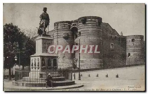 Cartes postales Angers Statue du Roi Rene et Le Chateau