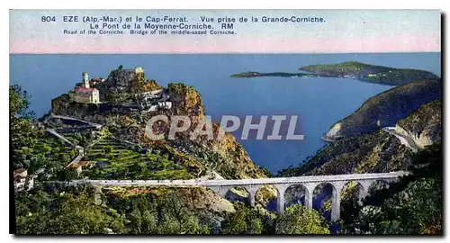 Ansichtskarte AK Eze Alpes Maritimes et le Cap Ferrat Vue prise de la Grande Corniche le Pont de la Moyenne Corni