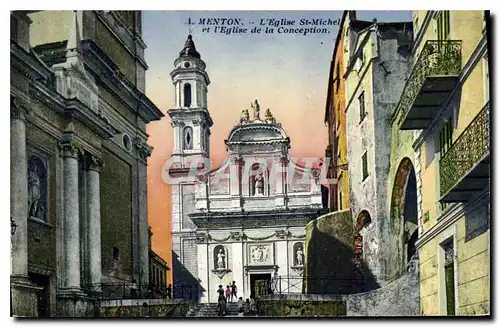 Cartes postales Menton L'Eglise St Michel et l'Eglise de la Conception