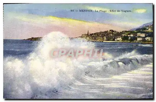 Cartes postales Menton La Plage Effet de Vagues