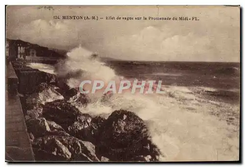 Cartes postales Menton A M Effet de Vague sur la Promenade du Midi