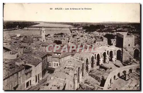 Cartes postales Arles Les Arenes et le Rhone