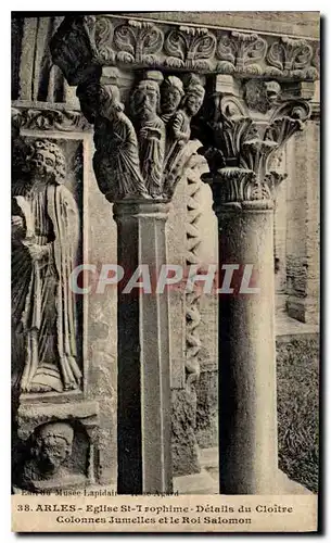 Cartes postales Arles Eglise St Trophime Details du Cloitre Colonnes Jumelles et le Roi Salomon