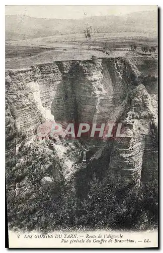 Cartes postales Les Gorges du Tarn Route de l'Aigonale Vue generale du Gouffre de Bramabiau