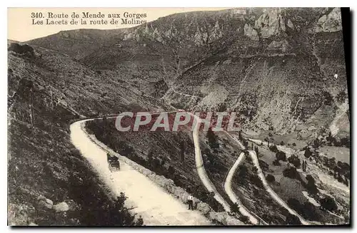 Cartes postales Route de Mende aux Gorges Les Lacets de la route de Molines