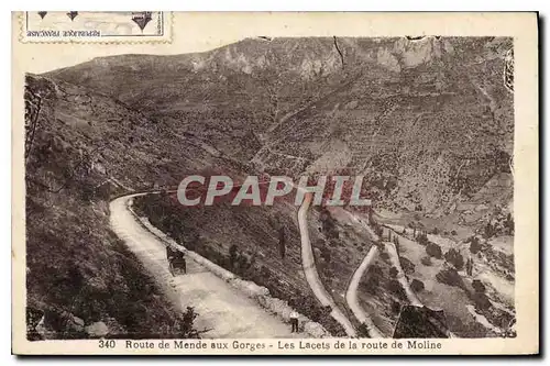 Cartes postales Route de Mende aux Gorges Les Lacets de la route de Moline