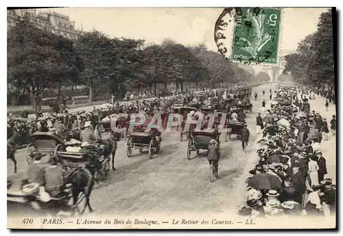 Cartes postales Paris L'Avenue du Bois de Boulogne Le Retour des Courses