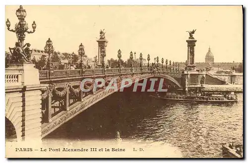 Ansichtskarte AK Paris Le Pont Alexandre III et la Seine Bateau Peniche