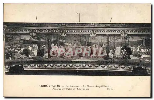 Cartes postales Paris La Sorbonne Le Grand Ampitheatre Fresque de Puvis de Chavannes