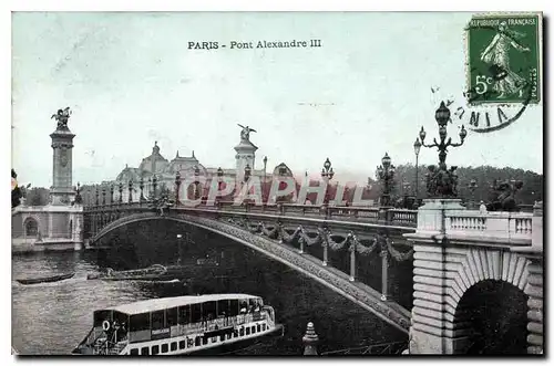 Cartes postales Paris Pont Alexandre III Bateau Peniche