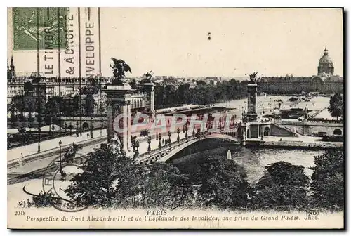 Ansichtskarte AK Paris Perspective du Pont Alexandre III et de l'Esplanade des Invalides vue rise du Grand Palais